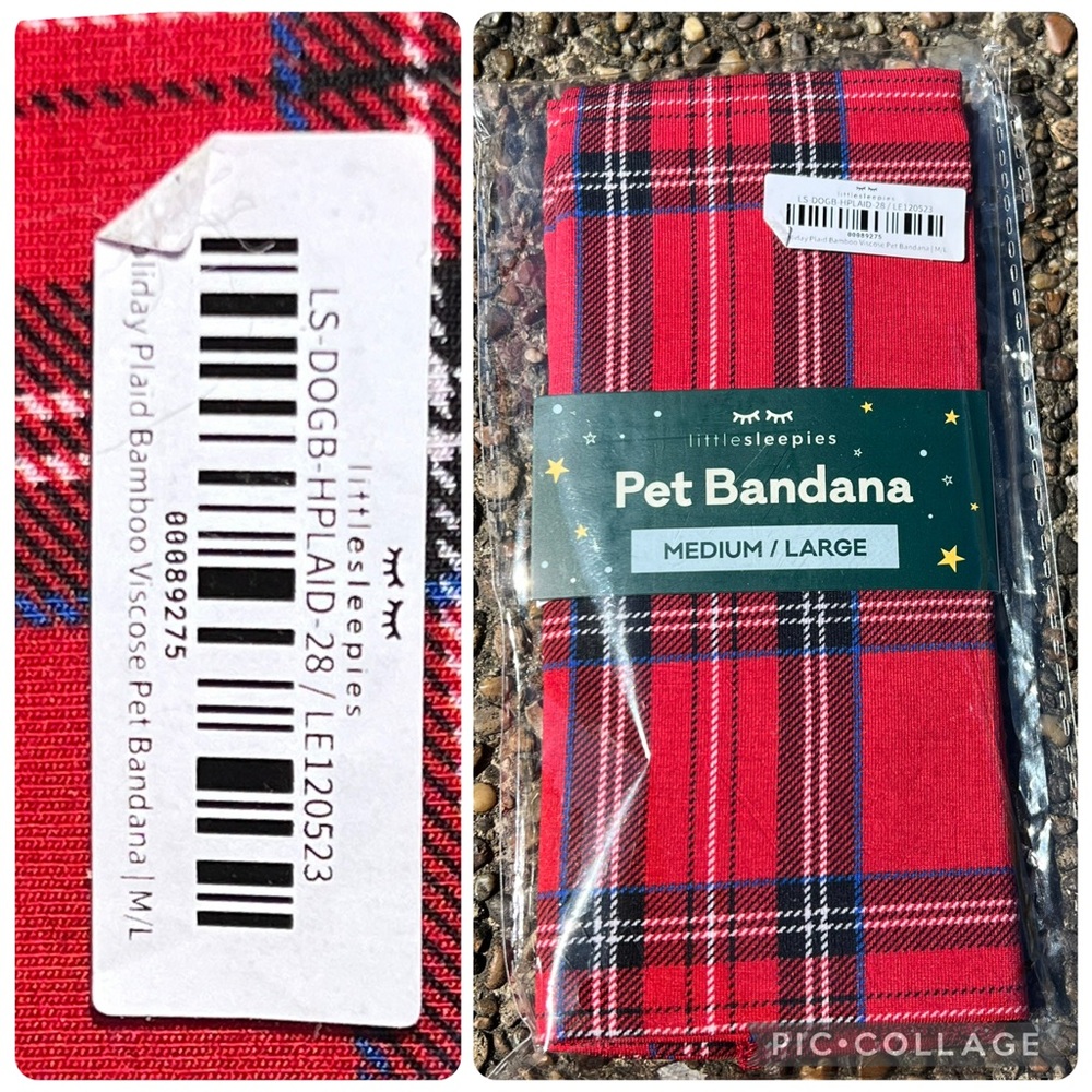 NWT Holiday Plaid Pet Bandana Size M/L
